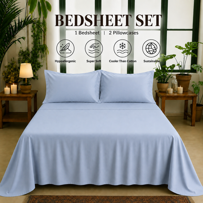 Bamboo Collection - Cloud Blue | Bedsheet with Pillowcases