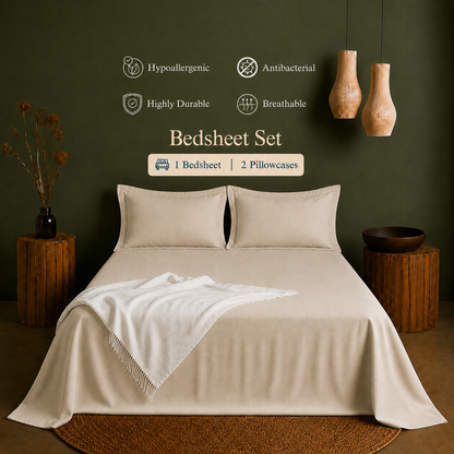 Linen Collection - Raw Oats | Bedsheet with Pillowcases