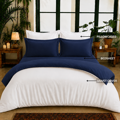 Bamboo Collection - Duo Luxe - Blue Pearl | Bedsheet & Duvet Cover with Pillowcases