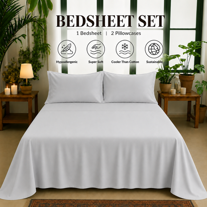 Bamboo Collection - Pebble Silver | Bedsheet with Pillowcases