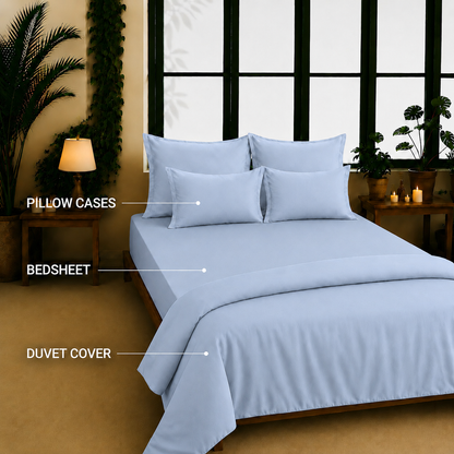 Bamboo Collection - Cloud Blue | Bedsheet & Duvet Cover with Pillowcases
