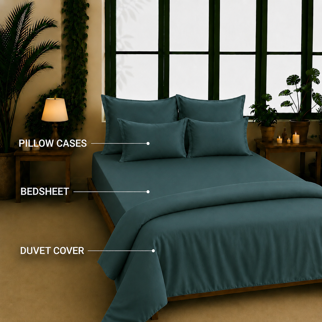 Bamboo Collection - Dark Teal | Duvet Cover with Pillowcases
