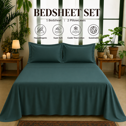 Bamboo Collection - Dark Teal | Bedsheet with Pillowcases
