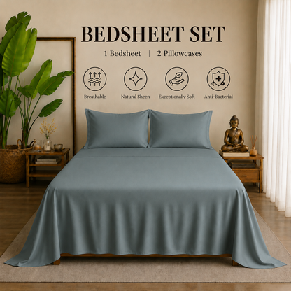 Eucalyptus Collection - Ash Teal | Bedsheet with Pillowcases