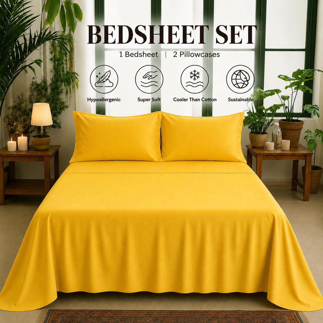 Bamboo Collection - Golden Hour | Bedsheet with Pillowcases