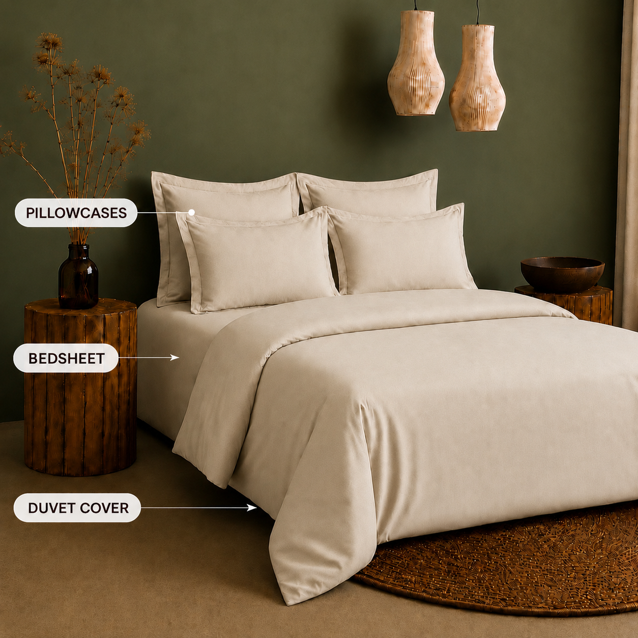 Linen Collection - Raw Oats | Bedsheet with Pillowcases