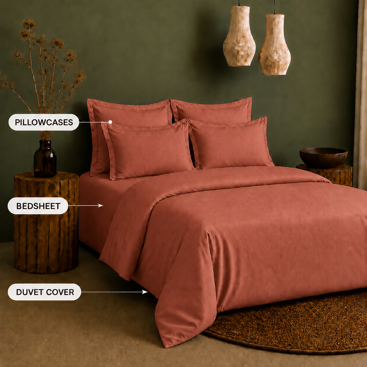 Linen Collection - Autumn Ember | Bedsheet with Pillowcases