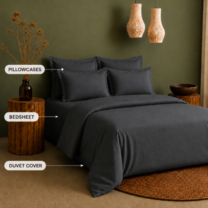 Linen Collection - Shadow Slate | Bedsheet with Pillowcases