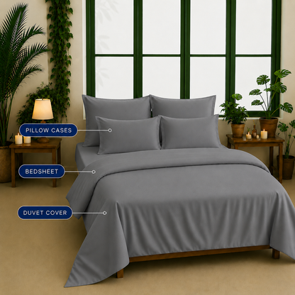 Bamboo Collection - Shadow Grey | Bedsheet with Pillowcases