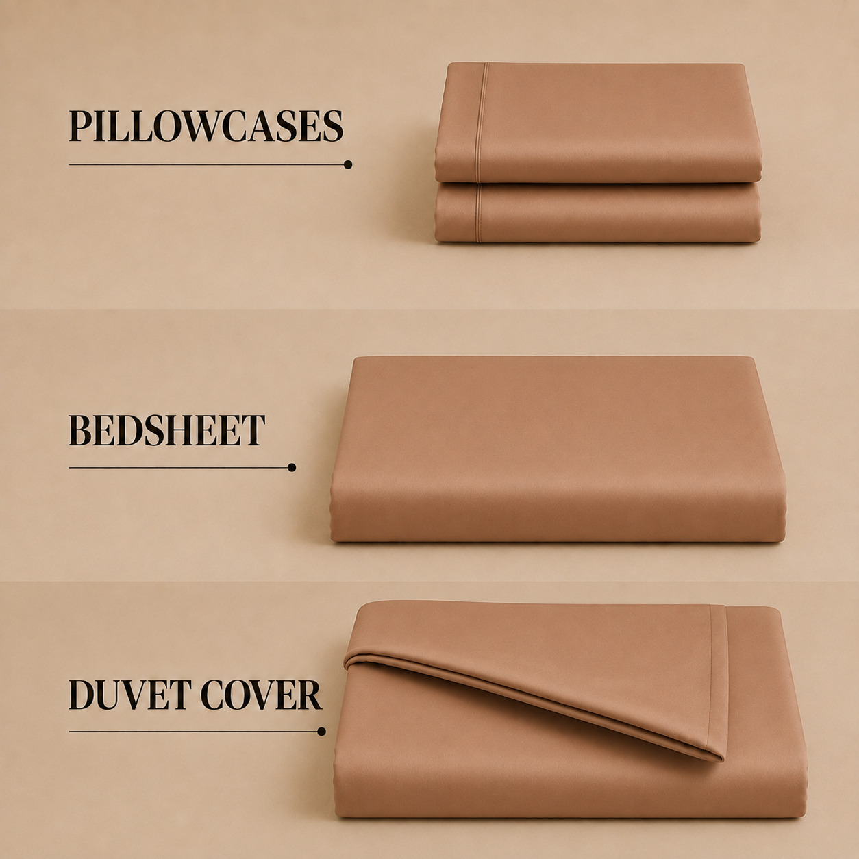 Bamboo Collection - Caramel Bronze | Bedsheet & Duvet Cover with Pillowcases