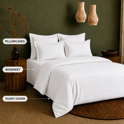 Linen Collection - White | Bedsheet with Pillowcases