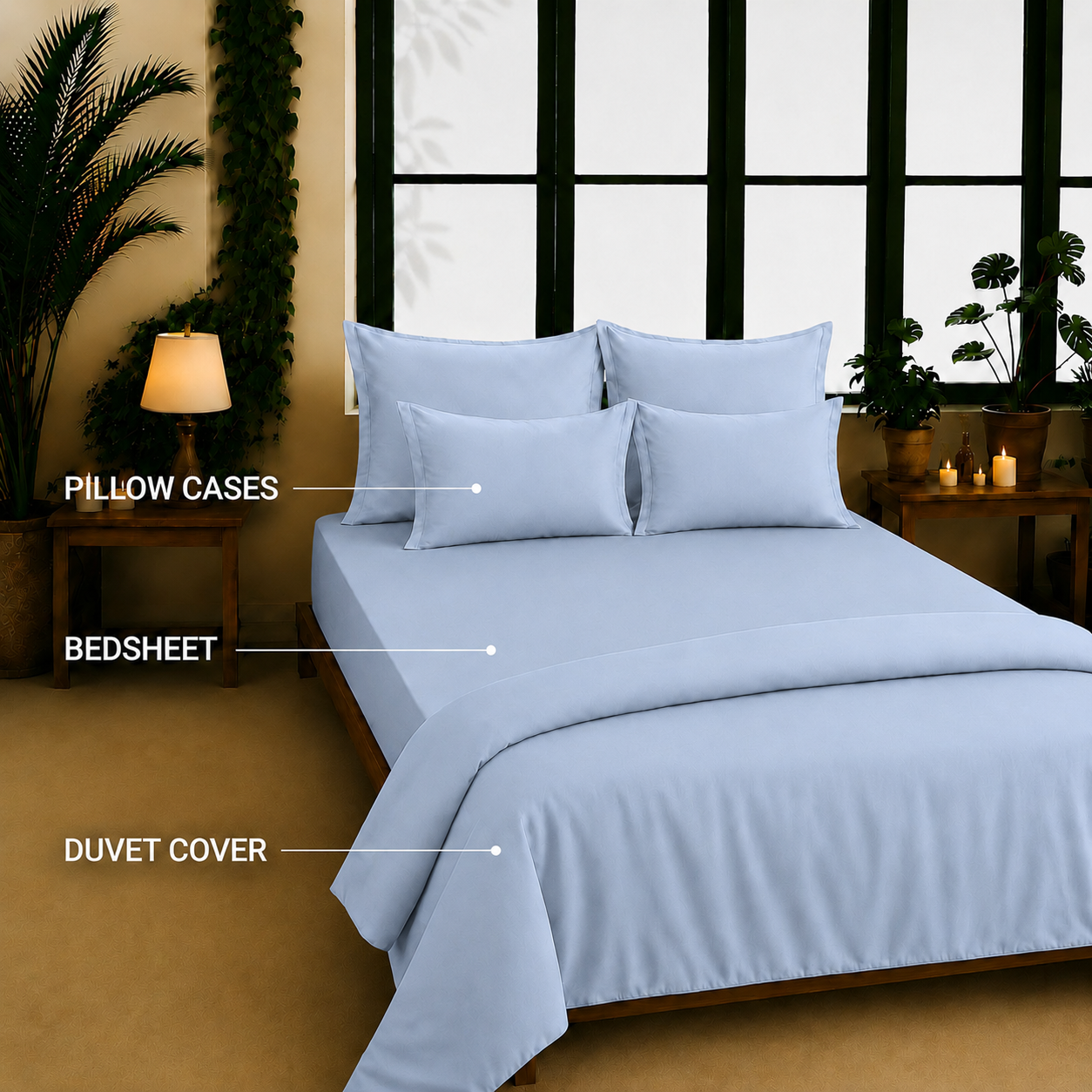 Bamboo Collection - Cloud Blue | Bedsheet with Pillowcases