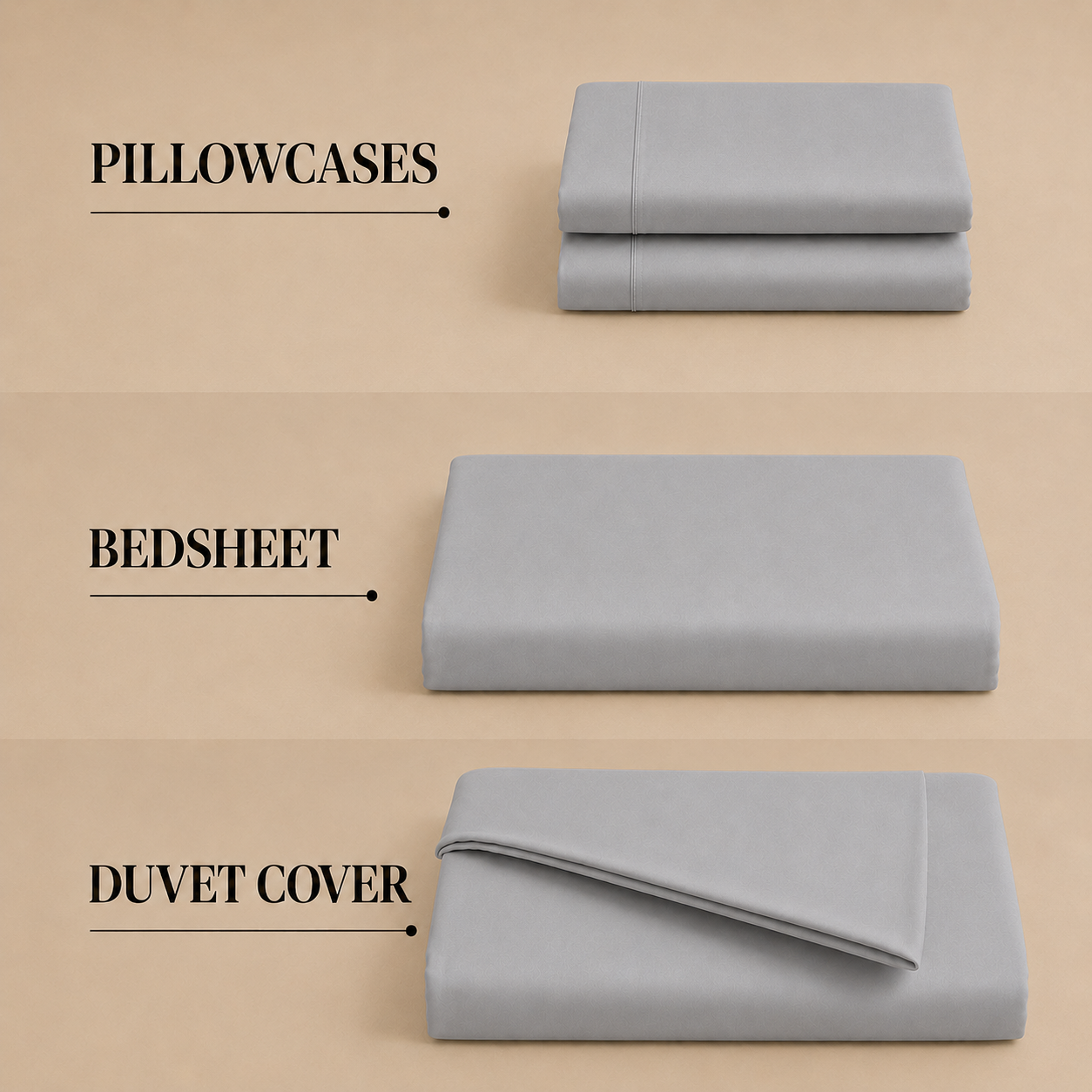 Bamboo Collection - Pebble Silver | Bedsheet with Pillowcases