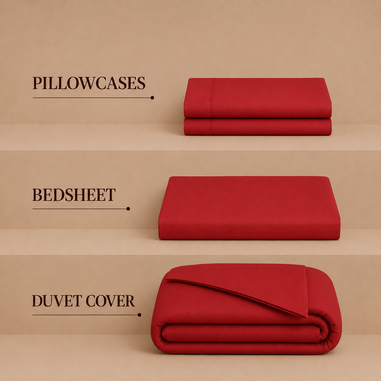 Nirvana Collection - Cherry Red | Bedsheet & Duvet Cover with Pillowcases