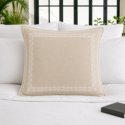 Sandstone Floral Embroidery Cushion