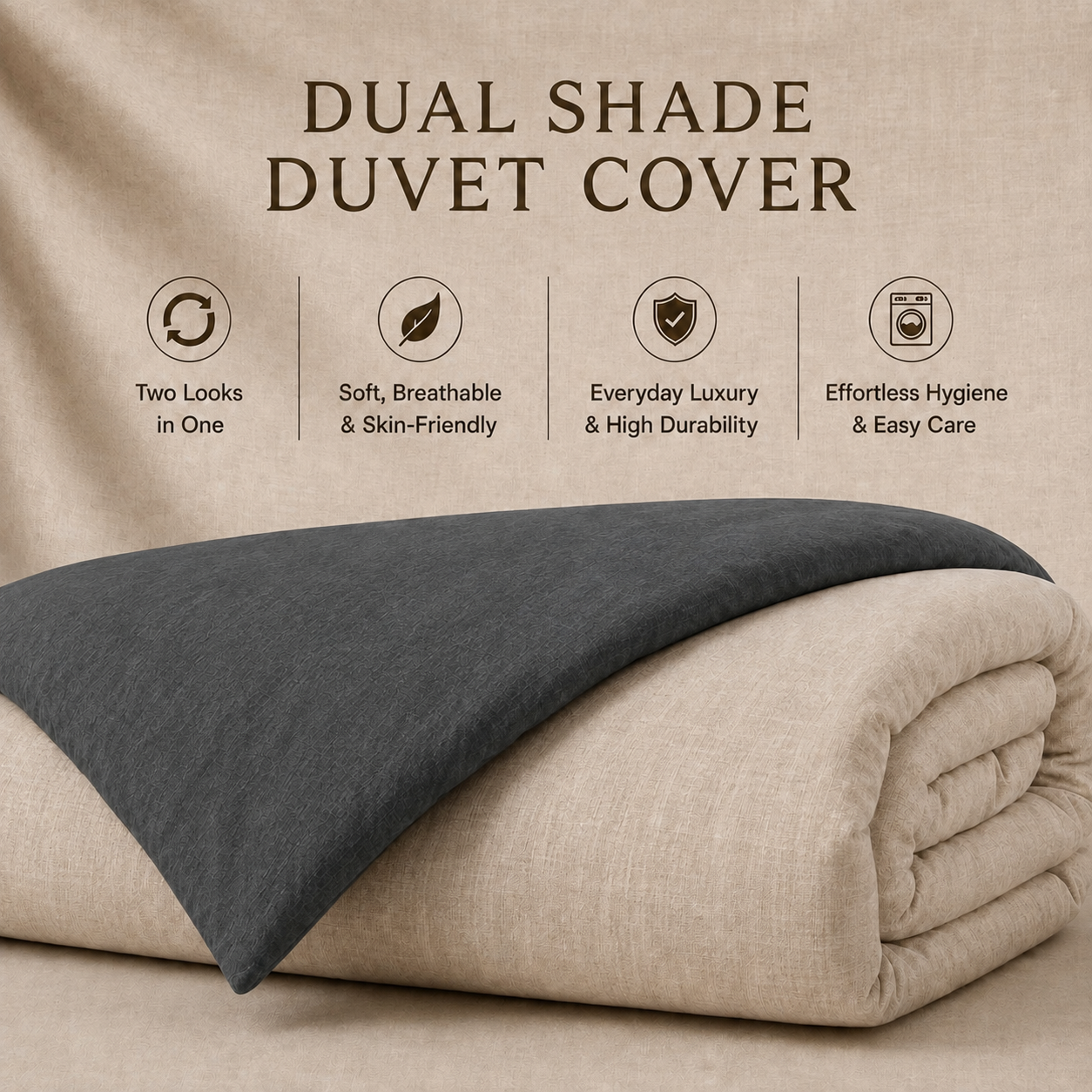 Linen Collection - Duo Luxe - Dusk Stone | Duvet Cover with Pillowcases