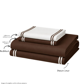 600 TC Pure Cotton Collection - Deep Mocha | Bedsheet with Pillowcases