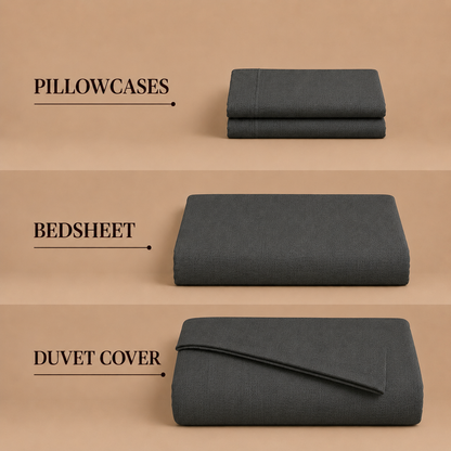Linen Collection - Shadow Slate | Bedsheet with Pillowcases