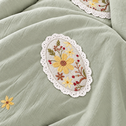 Premium Bedspread Collection - Whispering Flora 6-pieces - Sage Green