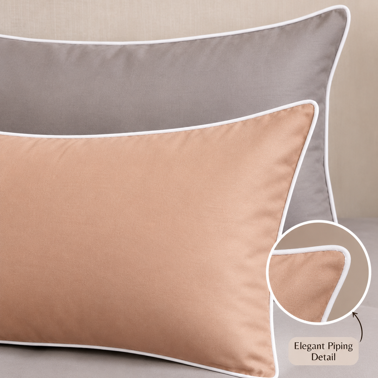600 TC Pure Cotton Collection Duoluxe - Silver Blush | Bedsheet & Duvet Cover with Pillowcases