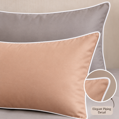 600 TC Pure Cotton Collection Duoluxe - Silver Blush | Bedsheet & Duvet Cover with Pillowcases
