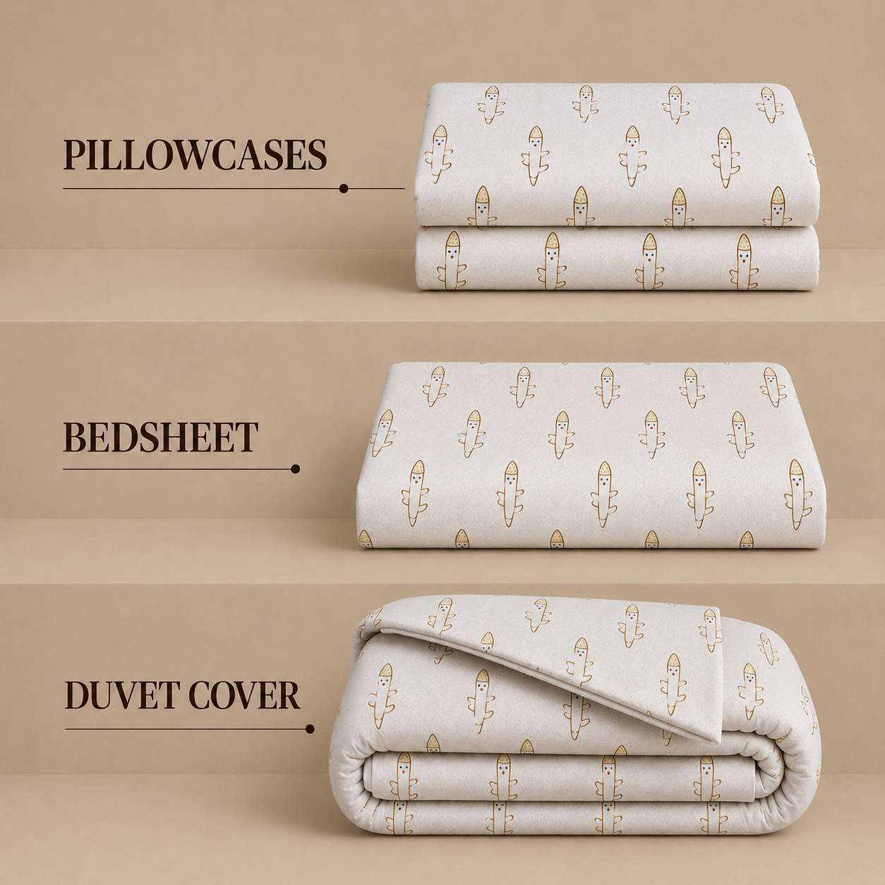 Kids Collection - Golden Foxy | Bedsheet with Pillowcases