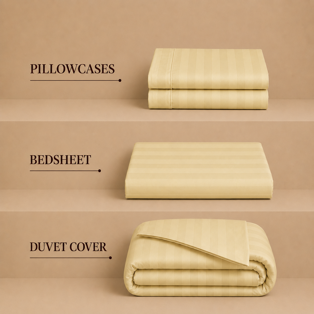550 TC Stripes Collection - Lemon Whisper | Bedsheet with Pillowcases