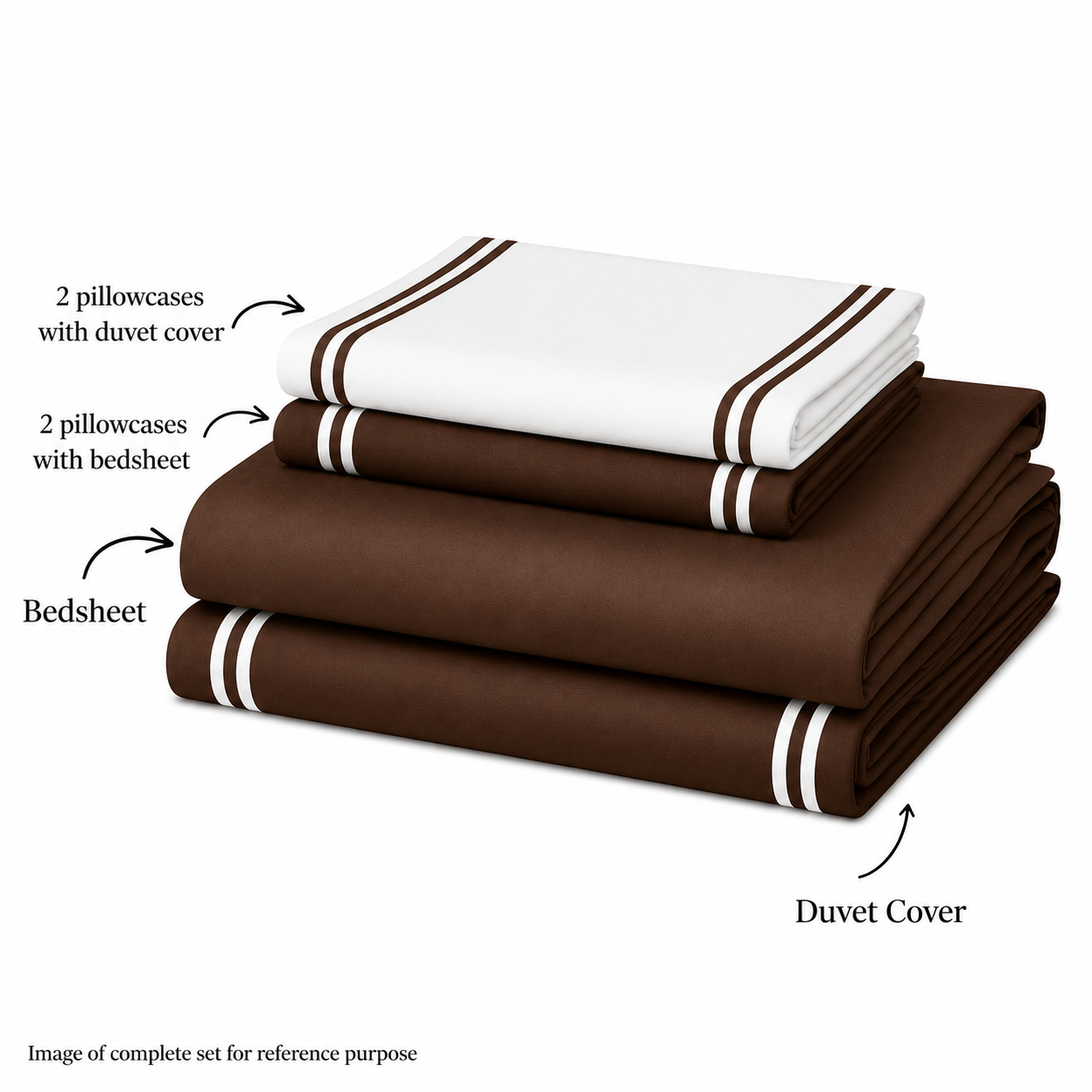 600 TC Pure Cotton Collection - Deep Mocha | Bedsheet & Duvet Cover with Pillowcases
