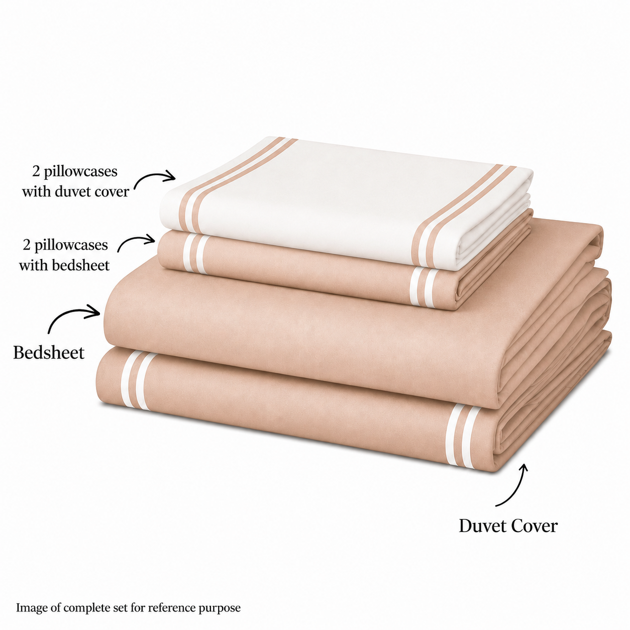 600 TC Pure Cotton Collection - Desert Sand | Duvet Cover with Pillowcases