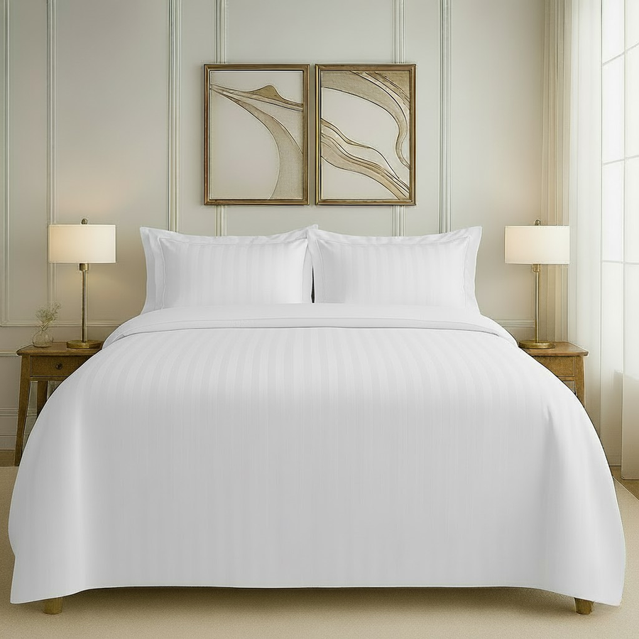 550 TC Stripes Collection - Pure Snow