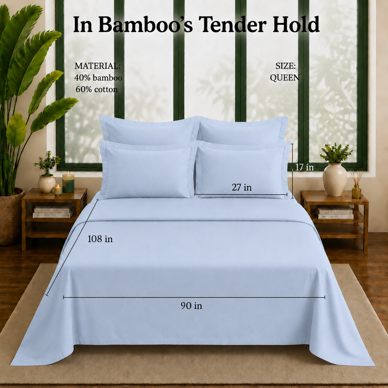 Bamboo Collection - Cloud Blue | Bedsheet & Duvet Cover with Pillowcases