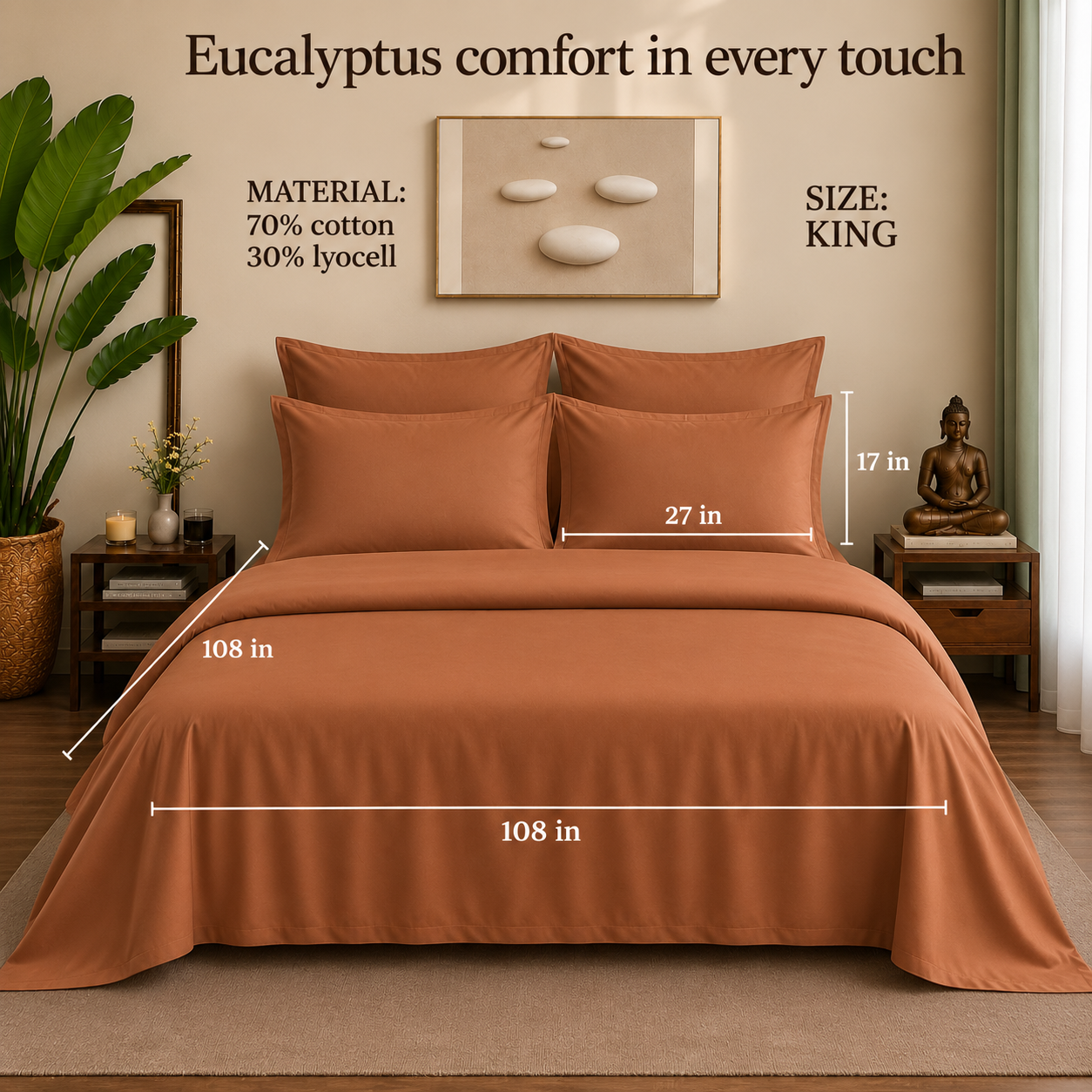 Eucalyptus Collection - Caramel Dusk | Duvet Cover with Pillowcases