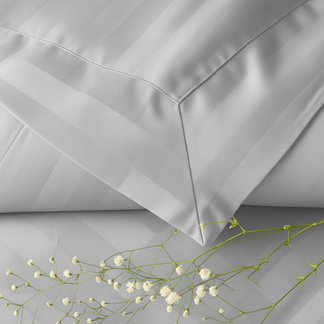 550 TC Stripes Collection - Silver Mist | Bedsheet with Pillowcases