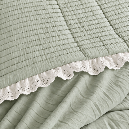 Premium Bedspread Collection - Whispering Flora 6-pieces - Sage Green