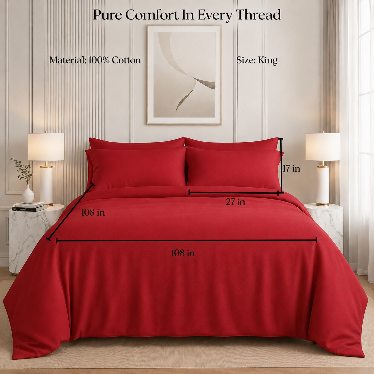 Nirvana Collection - Cherry Red | Bedsheet & Duvet Cover with Pillowcases