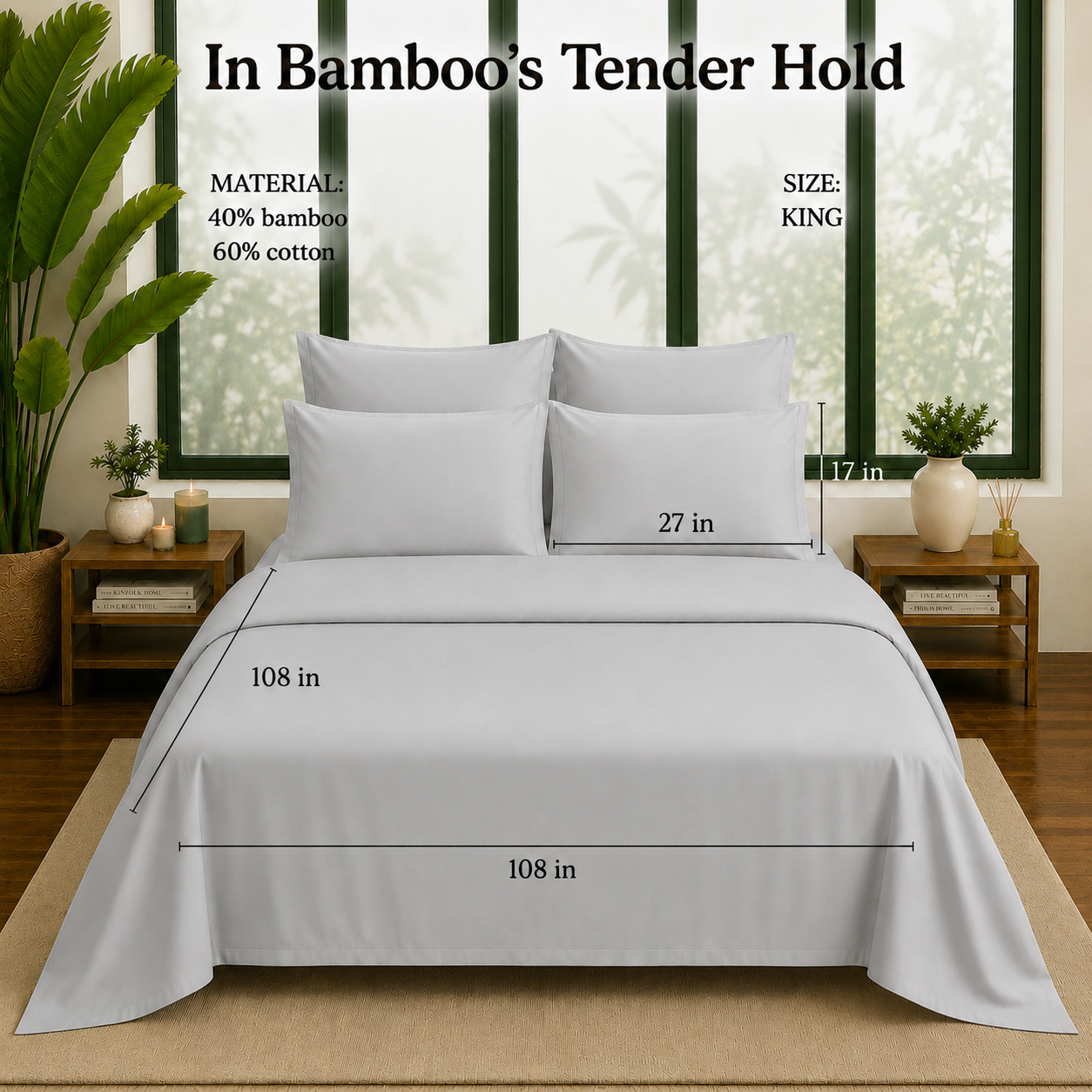 Bamboo Collection - Pebble Silver | Bedsheet with Pillowcases