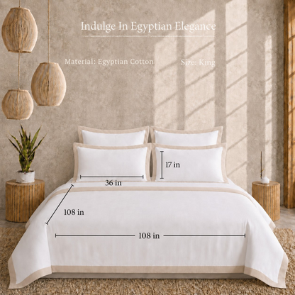 Egyptian Cotton - Border - Zen Classic Beige | Bedsheet with Pillowcases