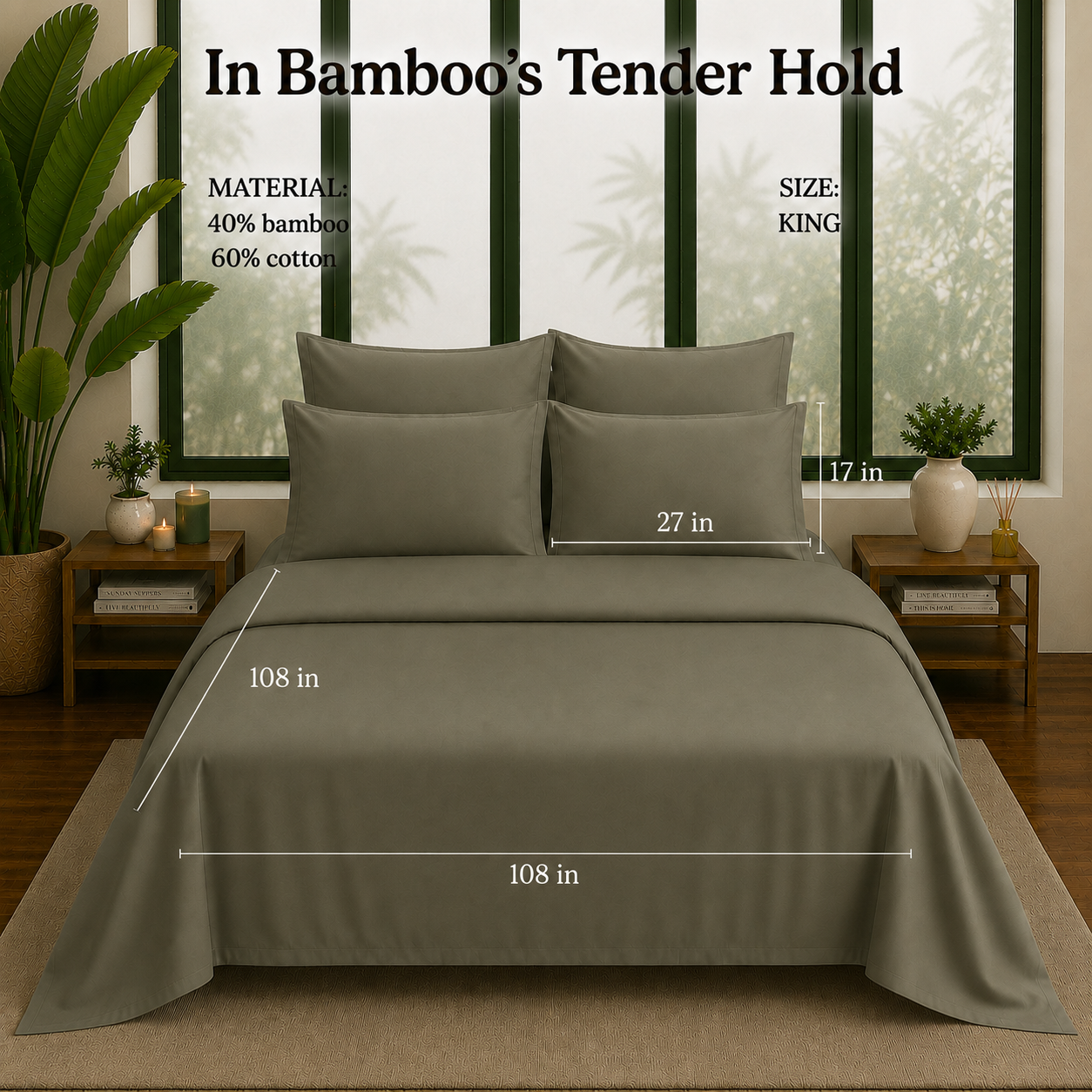 Bamboo Collection - Hazel Green | Bedsheet with Pillowcases