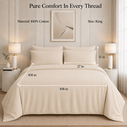 Nirvana Collection - Light Beige | Bedsheet with Pillowcases