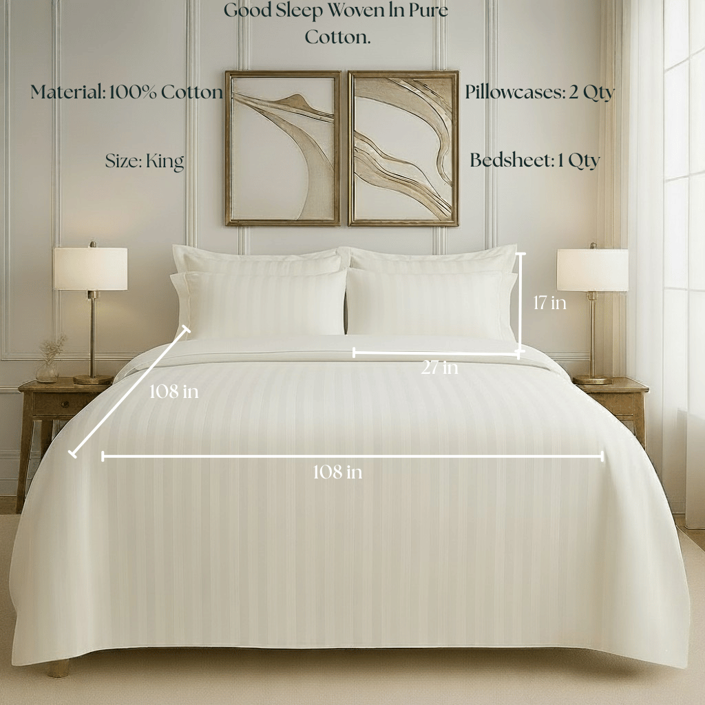 550 TC Stripes Collection - Pearl White