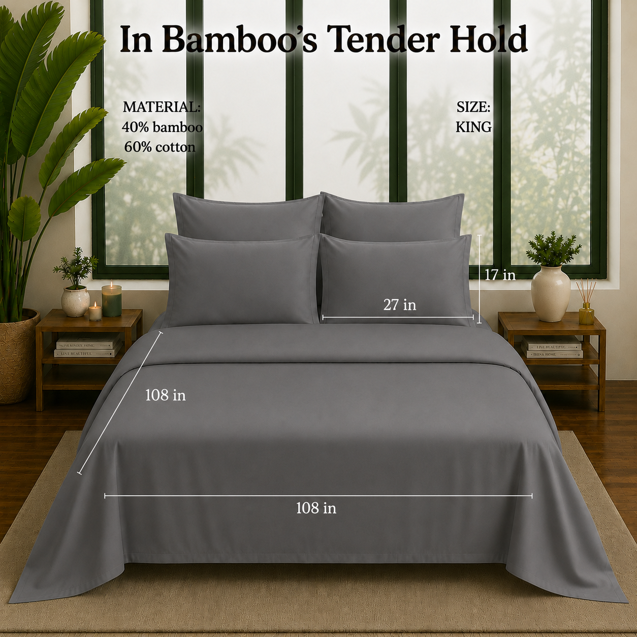Bamboo Collection - Shadow Grey | Bedsheet with Pillowcases