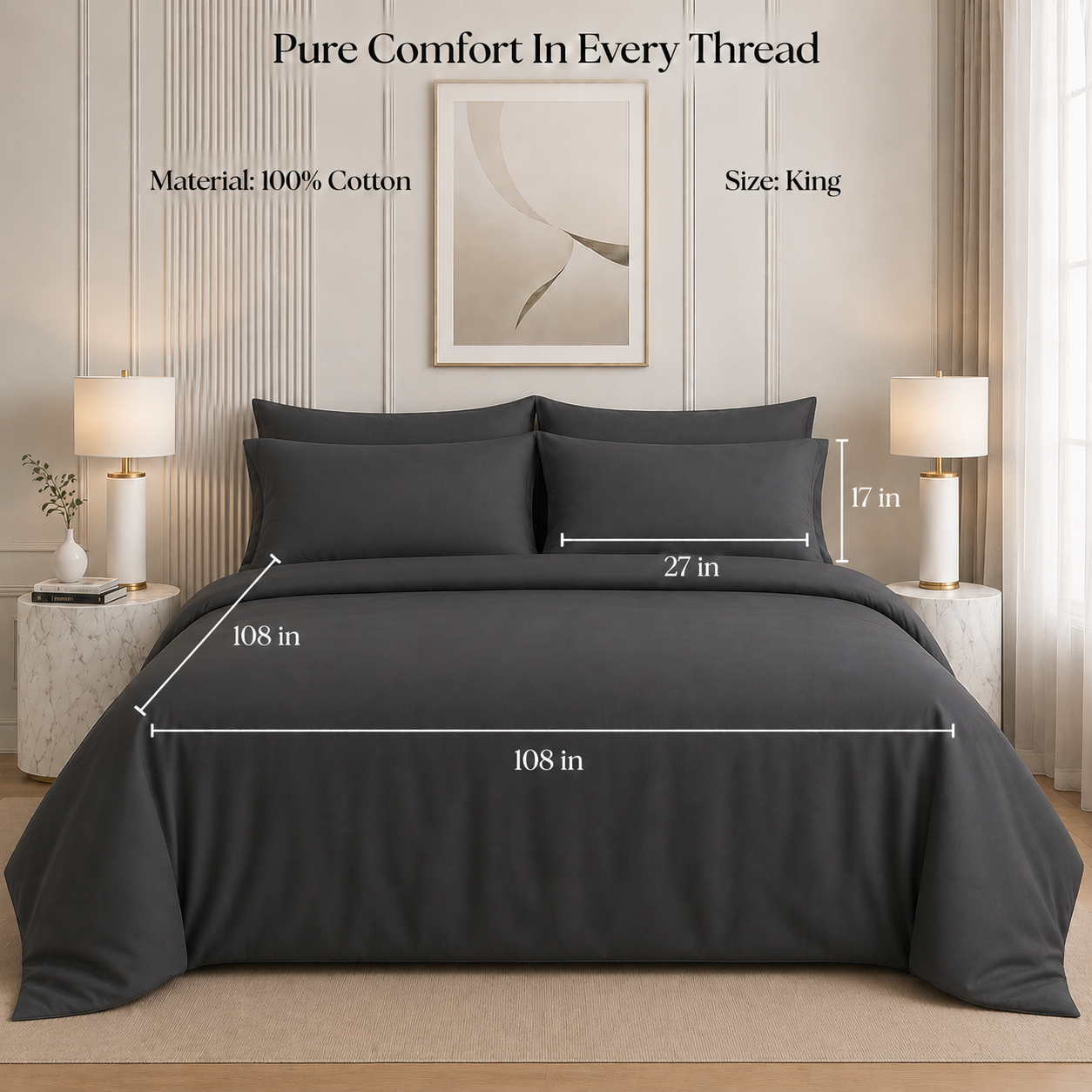 Nirvana Collection - Feather Grey | Bedsheet with Pillowcases