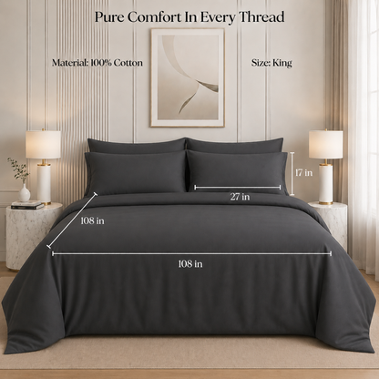 Nirvana Collection - Feather Grey | Bedsheet with Pillowcases