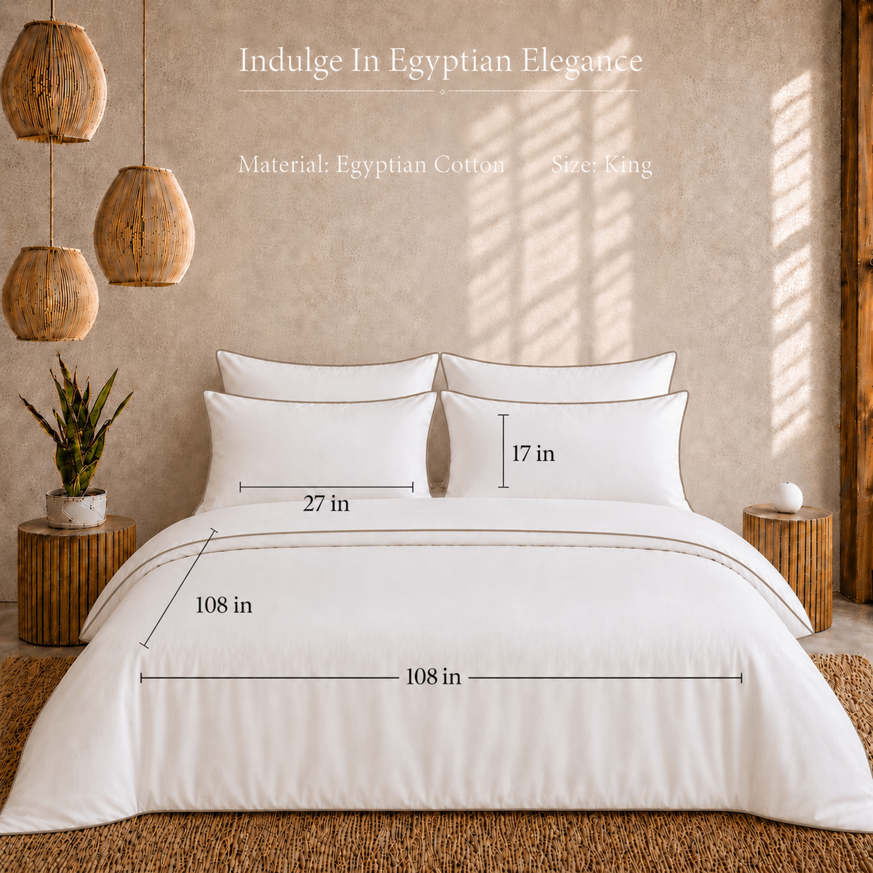 Egyptian Collection - Pure Piping -  Zen Staple Taupe | Bedsheet with Pillowcases