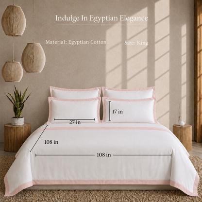 Egyptian Cotton - Border - Zen Classic Blush | Bedsheet with Pillowcases