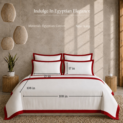 Egyptian Cotton - Border - Zen Classic Red | Bedsheet with Pillowcases
