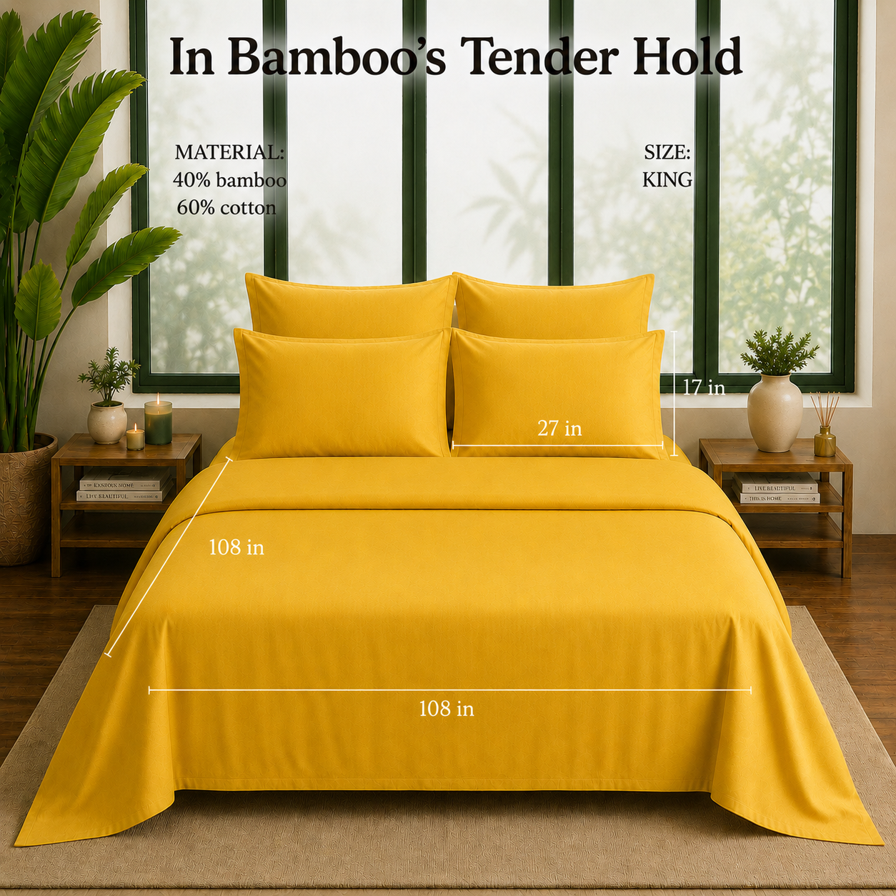 Bamboo Collection - Golden Hour | Bedsheet with Pillowcases