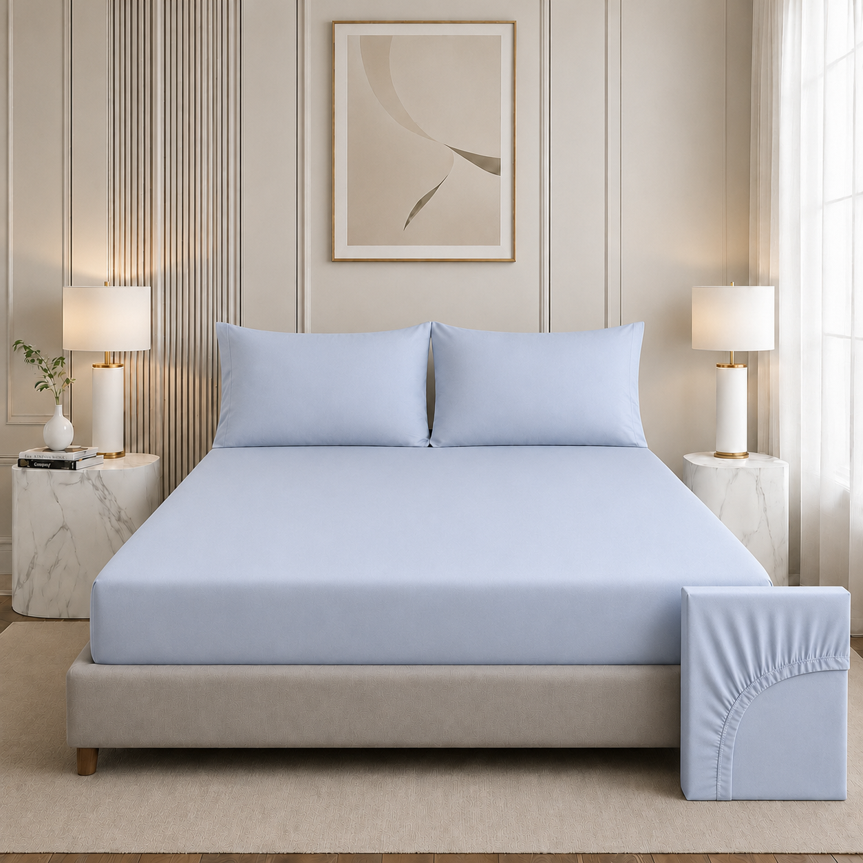 Nirvana Collection - Steel Blue | Bedsheet with Pillowcases
