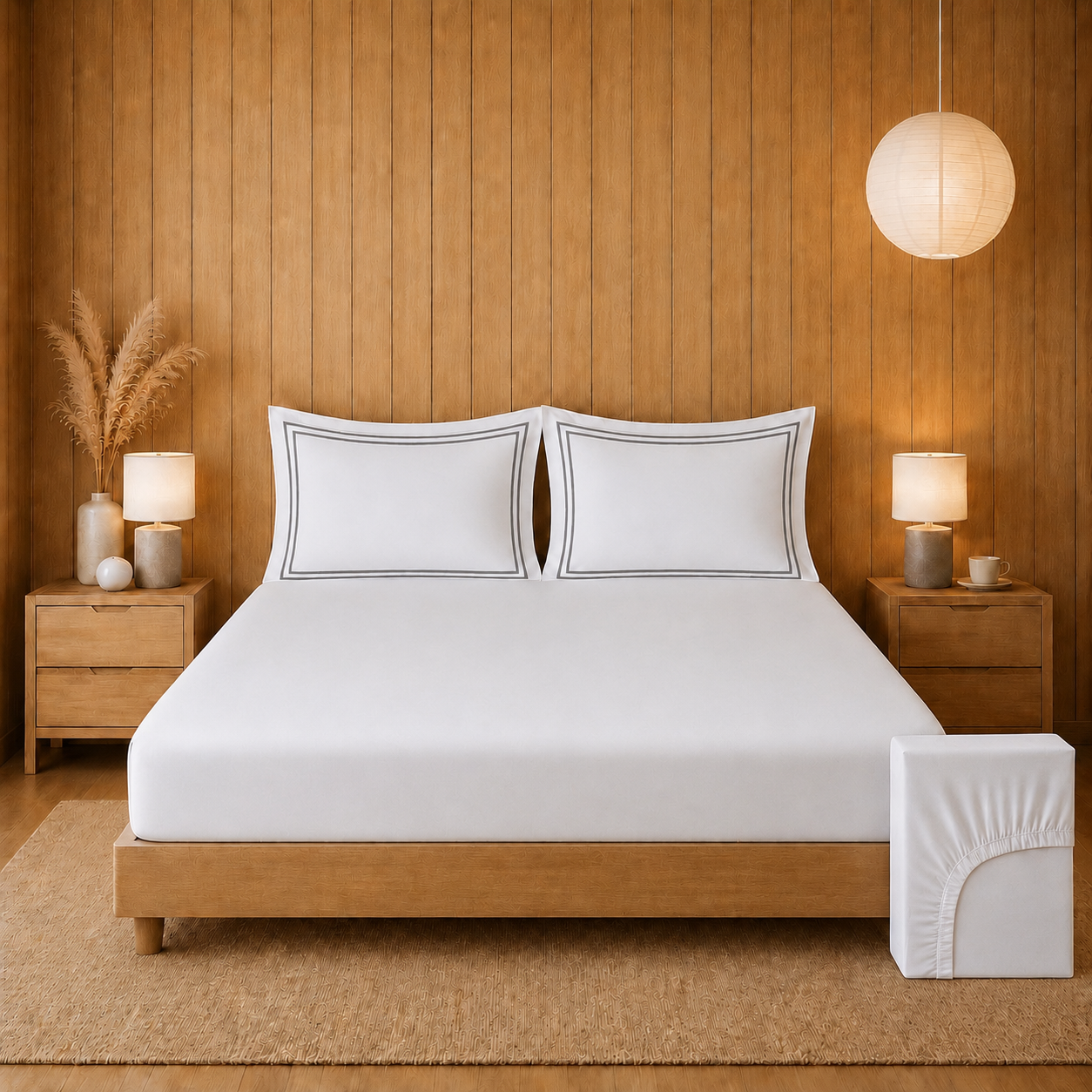 800 TC Pure Cotton Collection -Merrowing - Silver Stone | Bedsheet with Pillowcases