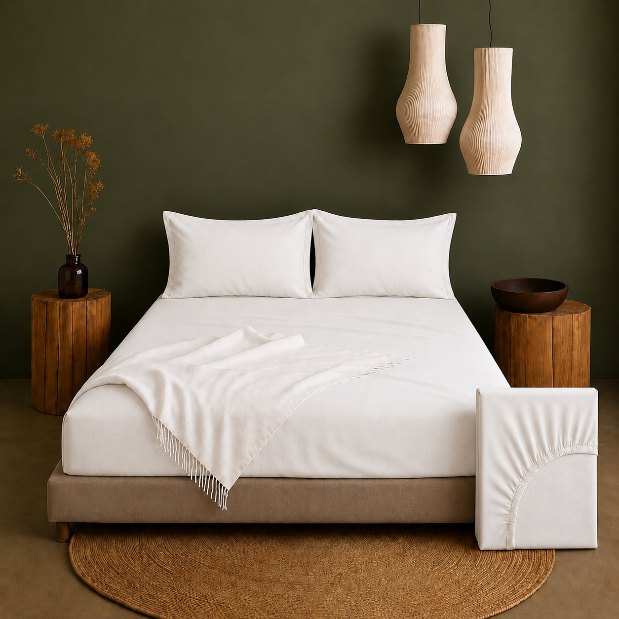 Linen Collection - White | Bedsheet with Pillowcases